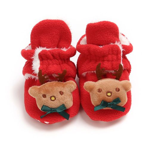 Nouveau-Né Et De Fille De Noël Chaussettes -Rouge Non-Glissement De Noël Bottines -13cm De 0 À 12 Mois