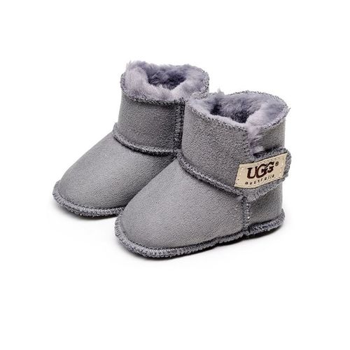 1 Paire De Bottes Grises En Coton Peluche À Semelles Souples, Adaptées Aux Enfants De 9 À 12 Mois, Chaussures En Coton Résistant Au Chaud Et Au Froid Pour Les Enfants En Hiver, Chaussures De Marche Po