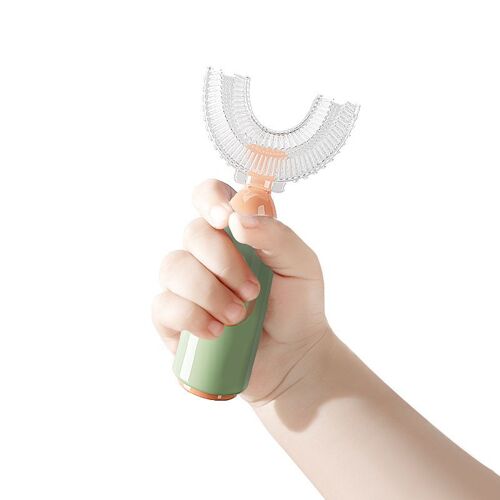 Brosse À Dents Ergonomique Pour Enfants, Brosse À Dents Manuelle De Type U Avec Massage Et Blanchiment, Tête De Brosse Amovible En Silicone Souple De Qualité Alimentaire, Conception Pour Un Nettoyag Blanc