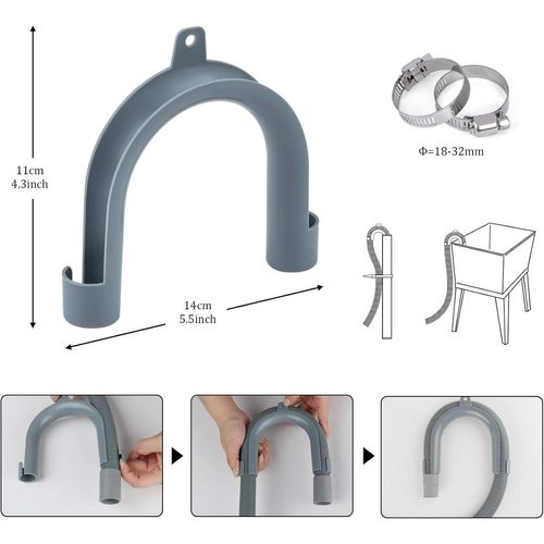 SUBZONAL-Tuyau de Vidange pour Machine à Laver, 2,50 m Tuyau D'évacuation pour Lave-linges et Lave-vaisselles,Rallonge de tuyau y Compris Support et Colliers de Serrage(Coude,Diamètre Intérieur 20 MM