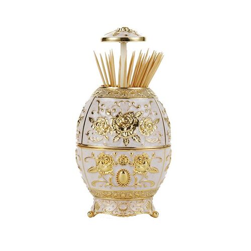 Porte-Cure-Dents Vintage (Or Et Blanc), Distributeur Automatique De Cure-Dents Pour Bar À Cocktails, Adapté À La Cuisine À Domicile, Au Restaurant, À La Décoration De Café