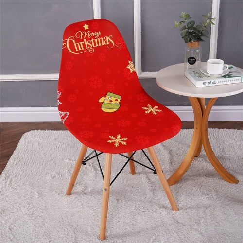Ensemble de 4 Scandinaves Housses de Chaise, Extensible à Manger Housses de chaises, Chauffeuses Housses de chaises pour la Cuisine, Salle de Séjour, Bureau (Noël, Rouge, 4 Pièces)
