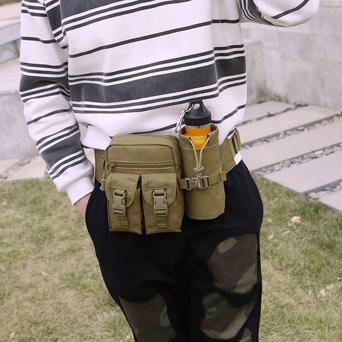 Sac banane d'extérieur avec poche pour bouteille d'eau, sac à dos tactique multifonctionnel camouflage, sac banane de voyage en plein air