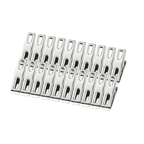 Lot de 20 pinces à linge en acier inoxydable incassables, indestructibles et ne rouillent pas