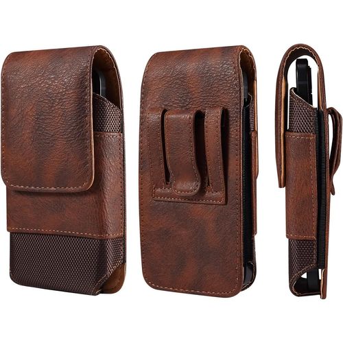 TIANYI-Pochette Telephone Ceinture Homme Cuir, Étui de Ceinture Téléphone Portable Cuir Marron, Universel Porte Telephone Clip Ceinture Smartphone Banane Multipoches Portefeuille Housse de Transport