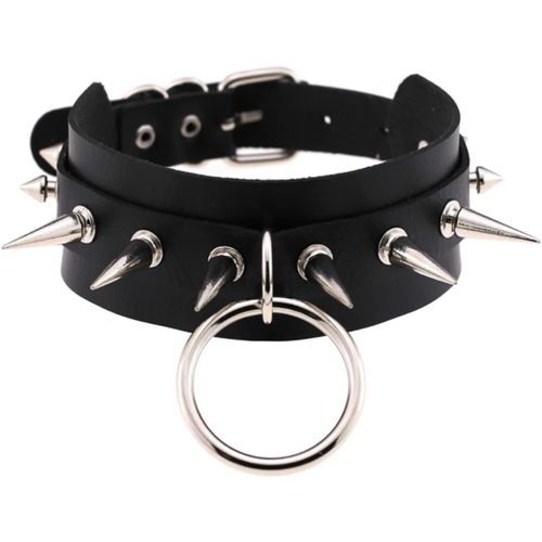 Tour De Cou Clouté En Cuir De Motard Collier Punk, Ras De Cou Déguisement Gothique Collier, Convient Pour Le Rock, La Comètique, La Fête