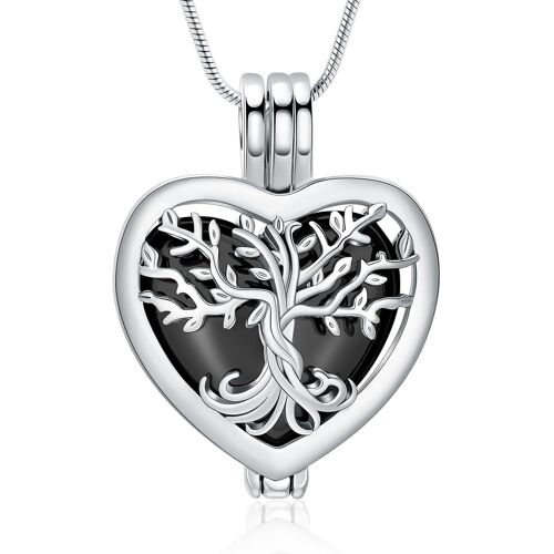 Kal-Colliers Urne Funéraire En Forme De Coeur Pour Les Cendres Pour Femmes Bijoux Fleur Mémorial Mini Keepsake Cendres Pendentif Creux