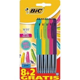 Bic - M10 Clic Standard Fashion - Stylo-Bille - Noir / Bleu / Rouge / Vert / Rose / Violet / Vert / Turquoise