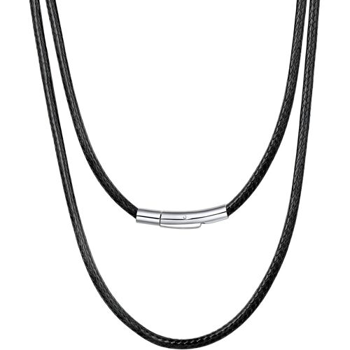 Kal-Cordon Cuir Noir Pour Pendentif 41-76 Cm 2mm/3mm Bijoux Pour Homme Femme Noir/Marron Presser Pour Ouvrir