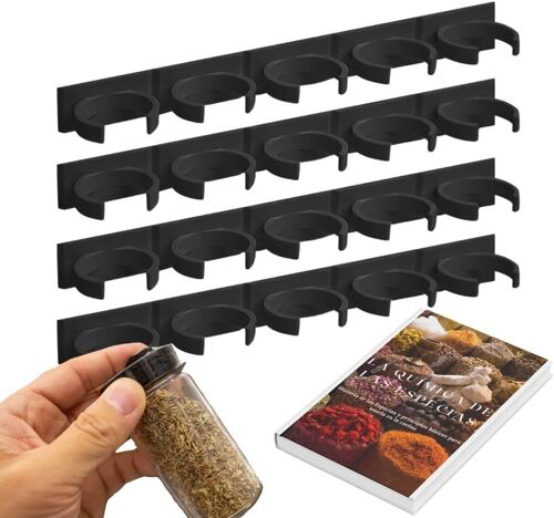 Sjzg-Étagère À Épices Pour Cuisine, Étagère À Épices Pour Étagère, Organisateur D'armoires Et Tiroirs, Rangement Pour 20 Pots (Noir)