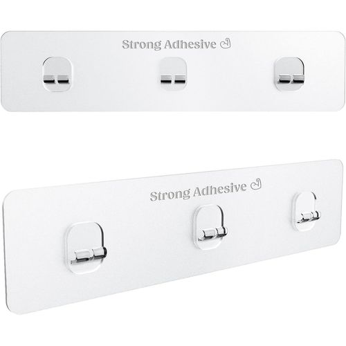 Loc-Lot De 2 Crochets Autocollants Pour Étagère De Douche,Étagères De Cuisine Et Étagères De Salle De Bain ¿ Crochet Transparent Et Solide Pour Les Murs ¿ Crochets Muraux Robustes Pour Suspen E