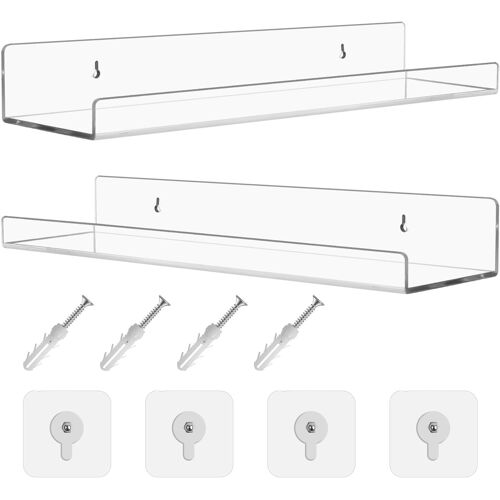 Cmwx-Lot De 2 Étagères Murales Flottantes, En Acrylique, Transparentes, Pour Cuisine, Salon, Chambre À Coucher, À Épices, Bibliothèque, Décoration Industrielle, 30 X 7,9 X 3,6 Cm