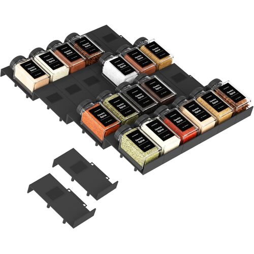 Jexnovashop-Rangement Epices Tiroir, 24 Pièces 12 * 5 * 2,5 Cm Organisateur Porte Épices Pour Tiroirs De Cuisine, Tiroir À Épices Colocalisable Pour Pots D'épices