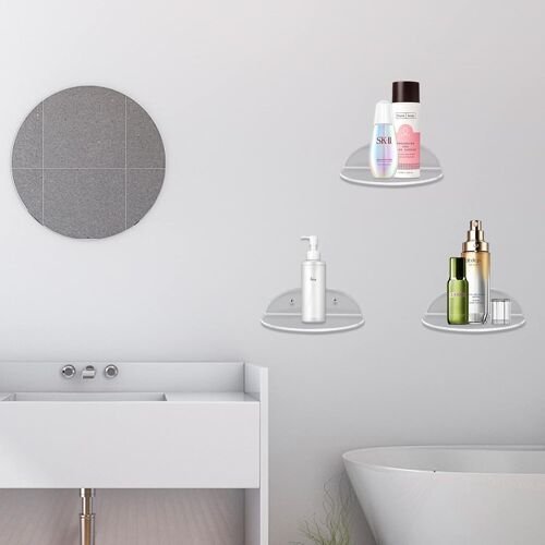 TIANYI-Étagères Murales Flottantes Acrylique Lot de 3 Etagere Murale Petite Étagère Flottante sans Perçage pour Chambre, Salle Bains, Cuisine, Salon, Bureau
