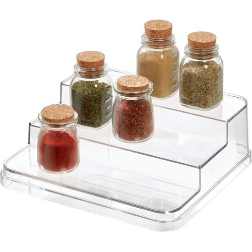 Kal-Idesign Crisp Stadium Étagère À Épices En Plastique À 3 Niveaux Pour Garde-Manger, Placard, Comptoir, Coiffeuse, Bureau, Salle D'artisanat, 24,4 X 1,4 X 8,8 Cm