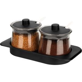 Pot Scellé En Verre Boîte à Thé Boîte De Stockage Des Aliments Avec Couvercles En Bois Pour La Cuisine à La Maison Thé Herbes Sucre Sel Café Weed (Clair) Xq