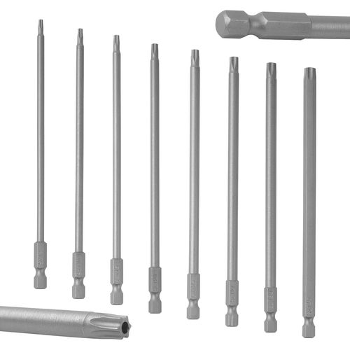 KAL-Lot De 8 Embouts De Tournevis Torx Magnétiques 1/4"" X 100 Mm, Longs, T8/T10/T15/T20/T25/T27/T30/T40 (8 Pièces 150Mm)