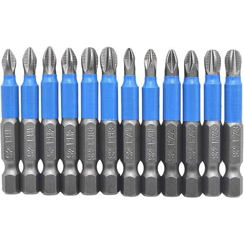 KAL-Lot De 12 Tournevis Cruciformes Magnétiques 50 Mm, 1/4"", Pz1, Pz2, Pz3, Ph1, Ph2, Cruciforme Et Pozidriv