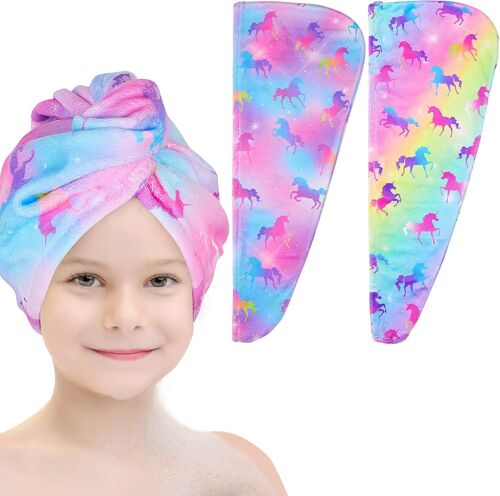 Serviette Cheveux,2pcs Serviette À Cheveux En Microfibre Wrap Turban Absorbant,Cheveux Séchage Serviettes Avec Bouton De Design.[O264] 