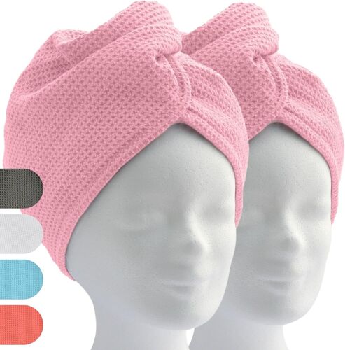 Serviette Microfibre Cheveux-(Lot De 2,Rose) Serviette Cheveux Bouclés