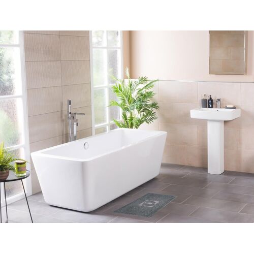 TZF-Lot de 2 Tapis de Bain en Tissu éponge, Lavable, 600 g/m² et 100% Coton, Absorbant et à séchage Rapide, 50 x 70 cm, Anthracite/Lilas