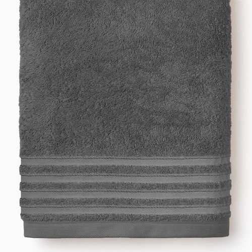 RFVVV-Lot de 2 serviettes de bain lisses - Format lavabo 50 x 100 cm - 100 % coton peigné - Hautement absorbante - Grammage 500 g - Séchage rapide et toucher doux - Couleur gris foncé