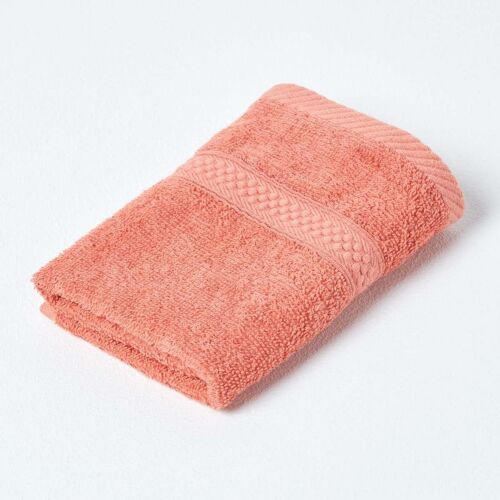 KAL-Serviette Pour Le Visage En 100% Coton Turc - Ultra Doux Et Absorbant - 500 G/M² - Orange - 30 X 30 Cm