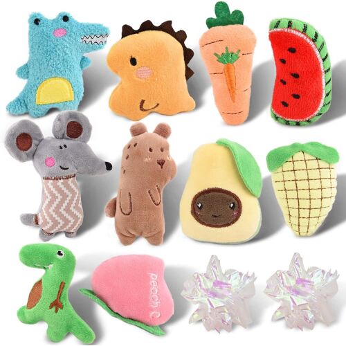 Kalanka-Jouet Herbe À Chat, 12 Pièces Peluche Pour Chat Jouets Cataire Pour Chats Interieur Catnip Peluches D'herbe À Chat Boule Pour Chat Et Chaton