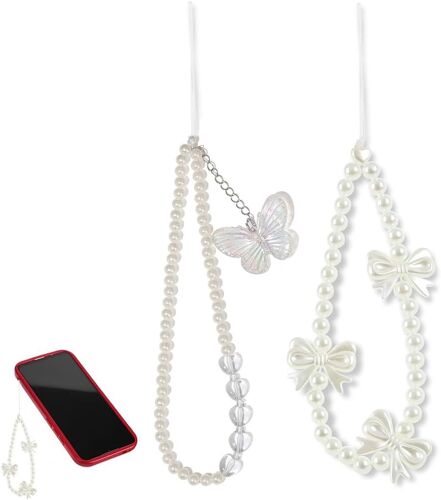 Lot de 2 pendentifs de poignet universels pour téléphone portable, cordons de téléphone portable, bijoux adaptés à tous les téléphones portables, smartphones et coques de téléphone