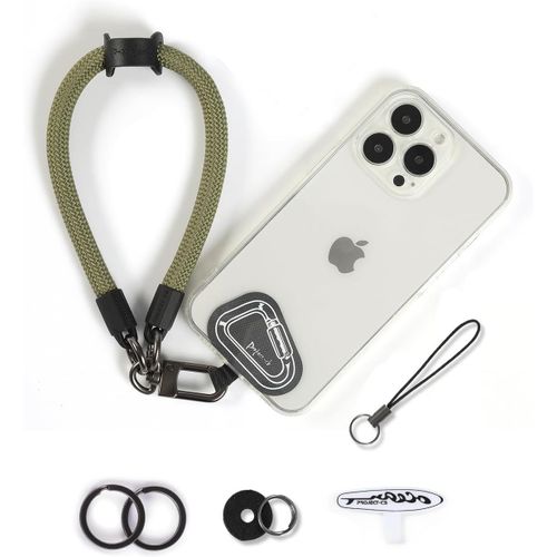 KAL-Dragonne Pour Téléphone,2 Téléphone Cordon Patch,Dragonne Pour Clé, Airpods, Appareil Photo,Cordelette De Poignet(Vert, 40Cm)