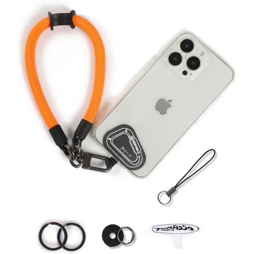 KAL-Dragonne Pour Téléphone,2 Téléphone Cordon Patch,Dragonne Pour Clé, Airpods, Appareil Photo,Cordelette De Poignet(Orange, 40Cm)