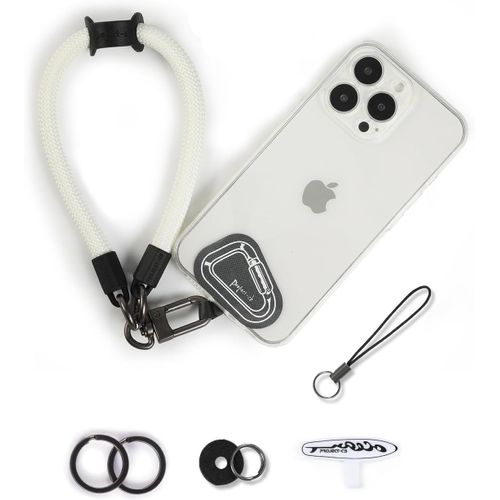 KAL-Dragonne Pour Téléphone,2 Téléphone Cordon Patch,Dragonne Pour Clé, Airpods, Appareil Photo,Cordelette De Poignet(Blanc, 30Cm)