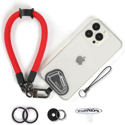 KAL-Dragonne Pour Téléphone,2 Téléphone Cordon Patch,Dragonne Pour Clé, Airpods, Appareil Photo,Cordelette De Poignet(Rouge, 40Cm)