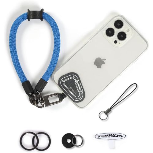 KAL-Dragonne Pour Téléphone,2 Téléphone Cordon Patch,Dragonne Pour Clé, Airpods, Appareil Photo,Cordelette De Poignet(Bleu, 40Cm)