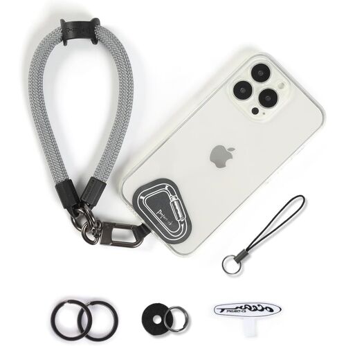 KAL-Dragonne Pour Téléphone,2 Téléphone Cordon Patch,Dragonne Pour Clé, Airpods, Appareil Photo,Cordelette De Poignet(Gris, 30Cm)