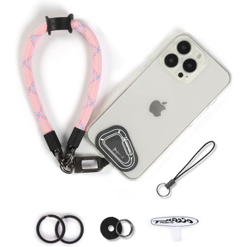 KAL-Dragonne Pour Téléphone,2 Téléphone Cordon Patch,Dragonne Pour Clé, Airpods, Appareil Photo,Cordelette De Poignet(Rose, 30Cm)