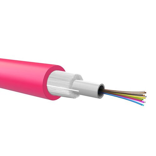 QUBIX Cavo fibra ottica 12 fibre OM4 50/125 guaina LSZH viola B2ca UV resistente