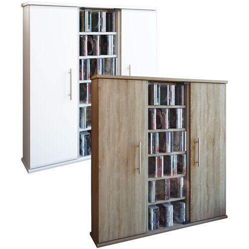 VCM Bois CD DVD Stand Étagère Armoire Rangement Étagère sur pied Santo Porte en verre Bois CD DVD Stand Étagère Armoire Rangement Étagère sur pied Santo Porte en verre