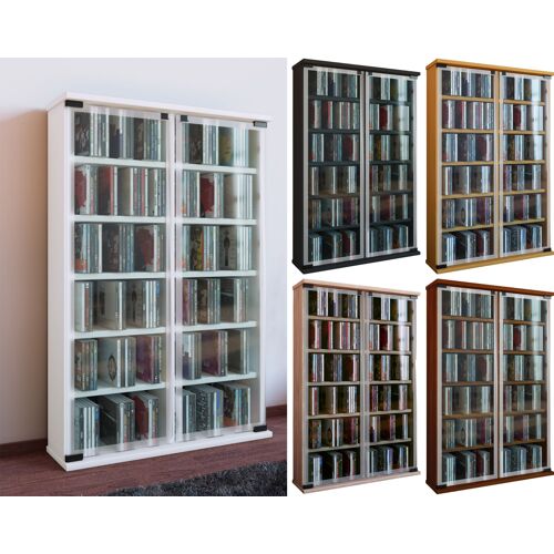 VCM Bois CD DVD Stand Étagère Rangement Étagère sur pied Galerie Porte vitrée Bois CD DVD Stand Étagère Rangement Étagère sur pied Galerie Porte vitrée