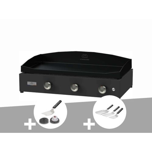 Plancha Pure 375 noire gaz + Kit de nettoyage + Kit 3 spatules - Le Marquier