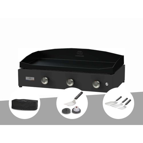 Plancha Pure 375 noire gaz+ Housse de protection + Kit de nettoyage + Kit 3 spatules - Le Marquier