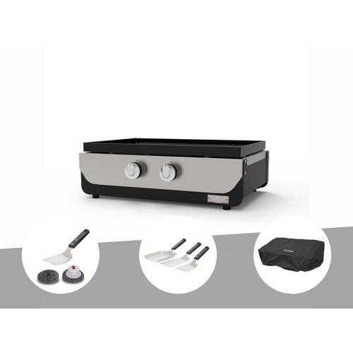 Plancha ORIGINAL Gaz 260 Duo + Kit 3 spatules + Kit de nettoyage + Housse de protection - Le Marquier