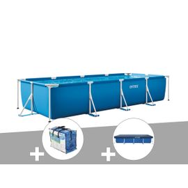 Kit piscine tubulaire rectangulaire 3,00 x 2,00 x 0,75 m + Bâche de protection + Bâche à bulles - Intex