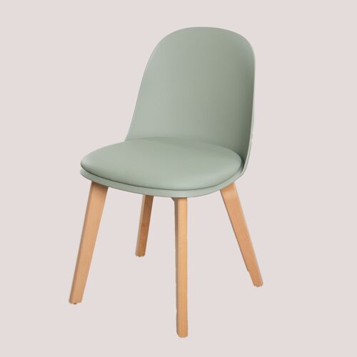 Pack de 4 chaises de salle à manger en polypropylène et bois de hêtre Belyna Céladon