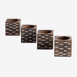Lot De 4 Ronds De Serviette En Bois Elon Bois Recyclé