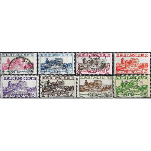 Tunisie, Protectorat Français 1926 / 1945, Beaux Timbres Neuf* - Sans Gomme / Oblitérés Yvert 140 141 213 217 220 284 288 Et 450, Ruine De L'Amphithéâtre D'El Djem.