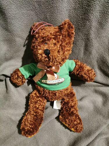 Doudou Peluche Ours Marron Bouclette Vert Livingston's Billes