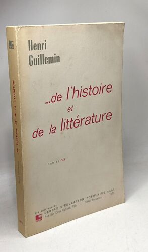 1975 ...De L'histoire Et De La Littérature / Cahier 58