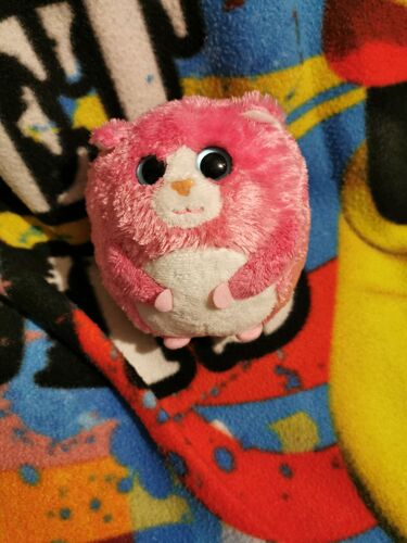 Peluche Doudou Boule Rose Blanc Chat Hamster Billes Ty