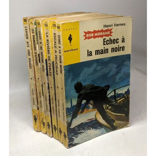 6 Livres De ""Bob Morane"": Echec À La Main Noire + Escale À Felicidad + La Rivière De Perles + Oasis K Ne Répond Plus + Les Mangeurs D'atomes + L'espion Aux Cent Visages